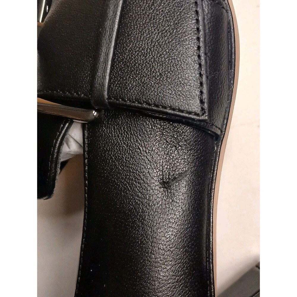 Deltan Sz 7 Veronica Black Leather Metal Buckle Flared Block Heel Pumps - Picture 13 of 16